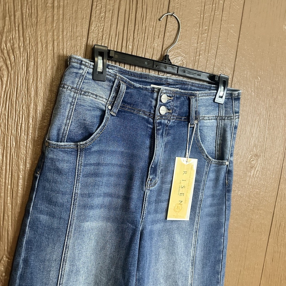 NWT RISEN High Rise Crop Wide Leg Front Seam Detailed Jeans Sz 11/30 Streetwear - Picture 2 of 7